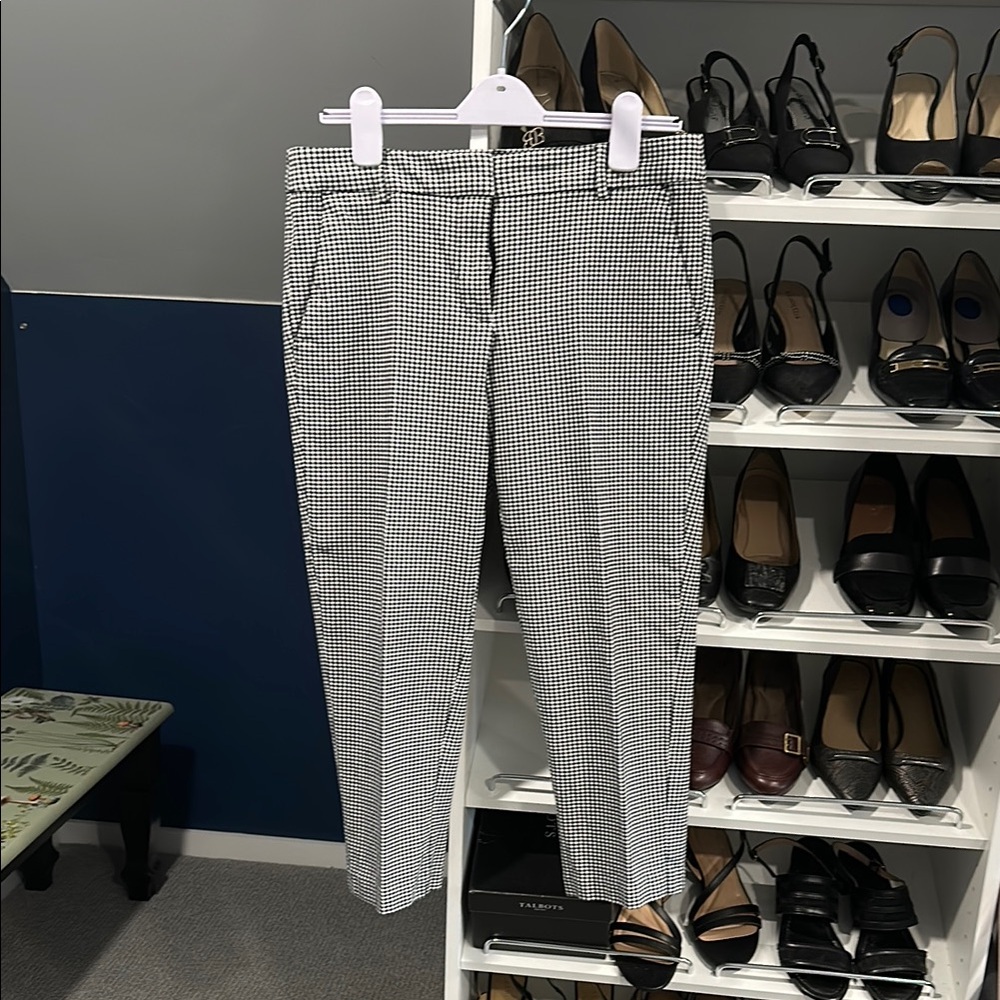 LOFT Black and White Checkered Pants